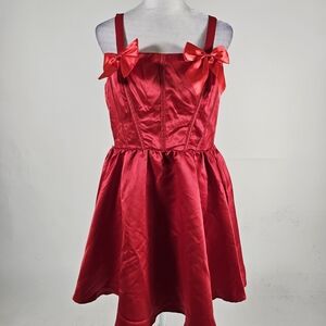 SHEIN Red Mini Dress with Bow Details